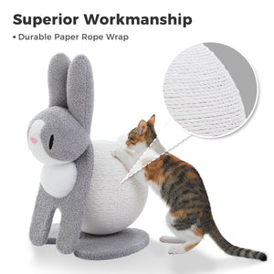 PAWZ Road Bunny-Shaped Cat Scratching Post, 24-Inche Rabbit Cat Scratcher with Sturdy Base, Compact Cat Scratch Post for Indoor Cats, Purple