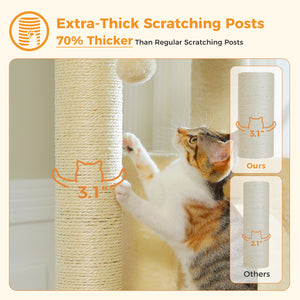 Plush 56.3-Inch Cat Tower, Large Cat Tree with Larger Hammock and Condo, Reinforced Scratching Posts (φ3.1in) for Big Adult Cats 30 lbs