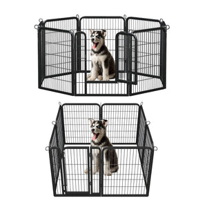 PAWZ Road Heavy Duty Metal Dog Crate & Playpen for Indoor Outdoor Use - Portable Pet Pen for Camping, Yard, RV - Multiple Size 8&16 Panels, Black