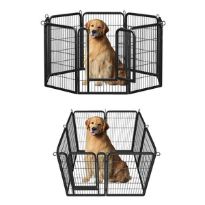 PAWZ Road Heavy Duty Metal Dog Crate & Playpen for Indoor Outdoor Use - Portable Pet Pen for Camping, Yard, RV - Multiple Size 8&16 Panels, Black