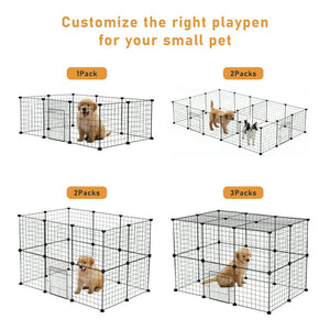 PAWZ Road Pet Playpen 13.7 " Tall Portable Fences for Inactive Small Pet 10PCS,Black