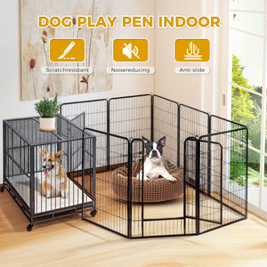 PAWZ Road Heavy Duty Metal Dog Crate & Playpen for Indoor Outdoor Use - Portable Pet Pen for Camping, Yard, RV - Multiple Size 8&16 Panels, Black