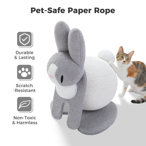 PAWZ Road Bunny-Shaped Cat Scratching Post, 24-Inche Rabbit Cat Scratcher with Sturdy Base, Compact Cat Scratch Post for Indoor Cats, Purple