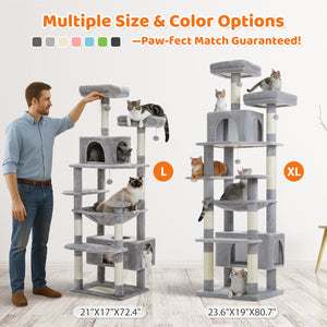 PAWZ Road Large 81 Inches Flower/Cactus Cat Tree Tower for Indoor Cats - with 2 Top Perches, 2 Condos, Thicker Base & Reinforced Structure, Sisal-Covered Scratching Posts(Multiple color options)
