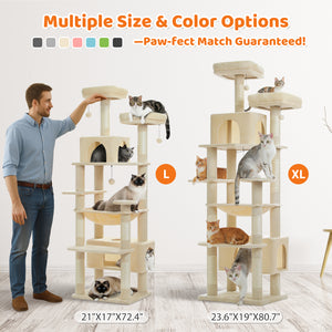 PAWZ Road Large 81 Inches Flower/Cactus Cat Tree Tower for Indoor Cats - with 2 Top Perches, 2 Condos, Thicker Base & Reinforced Structure, Sisal-Covered Scratching Posts(Multiple color options)