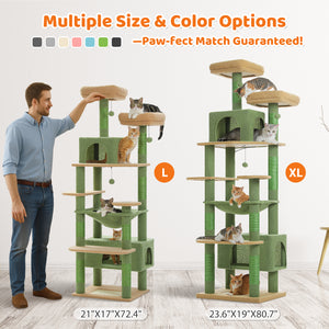 PAWZ Road Large 81 Inches Flower/Cactus Cat Tree Tower for Indoor Cats - with 2 Top Perches, 2 Condos, Thicker Base & Reinforced Structure, Sisal-Covered Scratching Posts(Multiple color options)