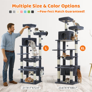 PAWZ Road Large 81 Inches Flower/Cactus Cat Tree Tower for Indoor Cats - with 2 Top Perches, 2 Condos, Thicker Base & Reinforced Structure, Sisal-Covered Scratching Posts(Multiple color options)