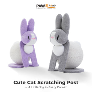 PAWZ Road Bunny-Shaped Cat Scratching Post, 24-Inche Rabbit Cat Scratcher with Sturdy Base, Compact Cat Scratch Post for Indoor Cats, Purple