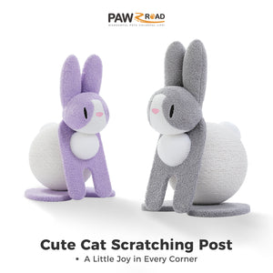 PAWZ Road Bunny-Shaped Cat Scratching Post, 24-Inche Rabbit Cat Scratcher with Sturdy Base, Compact Cat Scratch Post for Indoor Cats, Purple