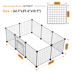 PEQULTI 13.7" Dog Kennel DIY Pet Playpen Pet Cage for Small Animal,10 Panels with Door Black