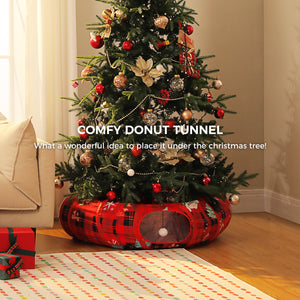 PAWZ Road Cat Tunnel, Cactus Cat Donut Tunnel Collapsible Cat Tunnel Tube, Dia-38 inches with Flower Soft Mat for Indoor Cats and Rabbits