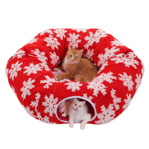 PAWZ Road Cat Tunnel, Cactus Cat Donut Tunnel Collapsible Cat Tunnel Tube, Dia-38 inches with Flower Soft Mat for Indoor Cats and Rabbits