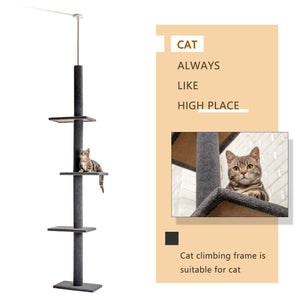 PAWZ Road Three Tier Floor-to-Ceiling Floor-to-Ceiling Cat Tree Cat Climbing Tower with Sisal-Covered Scratching Posts Natural Cat Tree Activity Center for Kittens Cat Tower Furniture