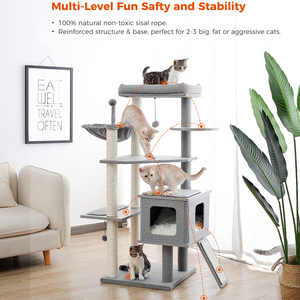 PAWZ Road 50.8"Tall Multi Functional Cat Tree for Large Cat