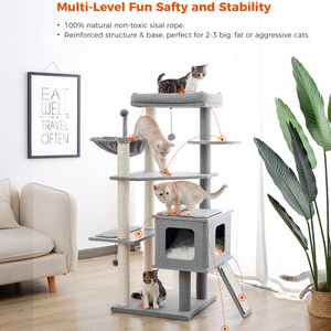 PAWZ Road Cat Tree for Large Cats, Modern Cat Tower for Indoor