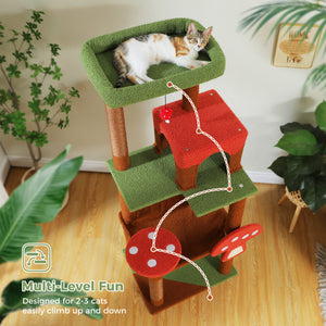 PAWZ Road Cat Tree for Large Cats with Big Hammock, 56.3-Inch Cat Tower with 2 Door Condo House, 6-Tier Cat with Scratching Posts and Top Perch