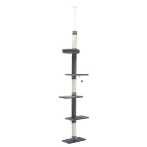 PEQULTI 5-Level Tall Cat Tree Floor to Ceiling Cat Tower 90"-107" for Indoor Small Cats, Gray
