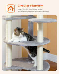 PEQULTI 61" Cat Tree 6-Level Cat Tower with 9 Sisal Scratching Posts for Indoor Large Cats, Gray