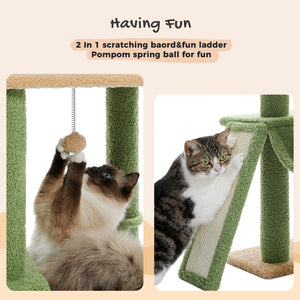 PAWZ Road Cactus Cat Tree Floor to Ceiling Cat Tower with Adjustable Height(85-112 Inches), 7 Tiers Cat Climbing Activity Center with Cozy Hammocks, 5 Platforms and Scratching Posts for Indoor Cats