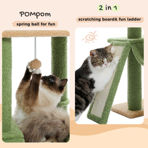 PAWZ Road Cactus Cat Tree Floor to Ceiling Cat Tower with Adjustable Height(85-112 Inches), 7 Tiers Cat Climbing Activity Center with Cozy Hammocks, 5 Platforms and Scratching Posts for Indoor Cats