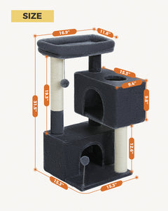 PEQULTI 31.5" Cat Tree Cat Tower with Dual Large Condos for Kittens and Medium Size Cats, Drak Gray