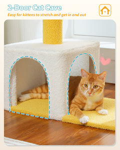 Flower Cat Tree with Sisal Scratching Posts, 36.6" Cute Cat Tower with Large Green Hammock for Small Indoor Cats, Cat Condo with Removable Flower Bed for Kittens