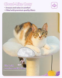 Flower Cat Tree with Sisal Scratching Posts, 36.6" Cute Cat Tower with Large Green Hammock for Small Indoor Cats, Cat Condo with Removable Flower Bed for Kittens