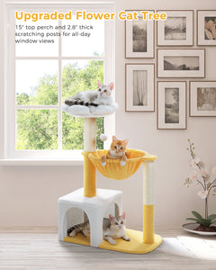 Cat Tree With Hammock & Sisal Scratching Posts – Cloud Design Cat Tower Condo For Small Indoor Cats