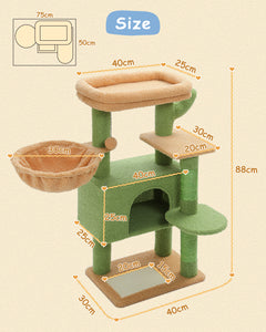 PAWZ Road Indoor 34.6'' Cat Activity Green，Grey Cactus Cat Tree