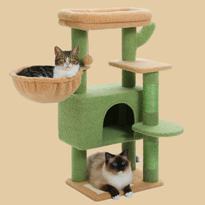 PAWZ Road Indoor 34.6'' Cat Activity Green，Grey Cactus Cat Tree