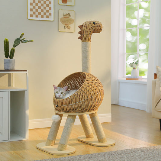 PAWZ Road Dinosaur Cat Tree with Rattan Nest - 46