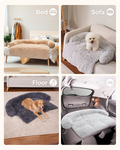 PEQULTI 45"×37" Dog Bed Soft Warm Fluffy Dog Sofa Bed Machine Washable, Dark Gray