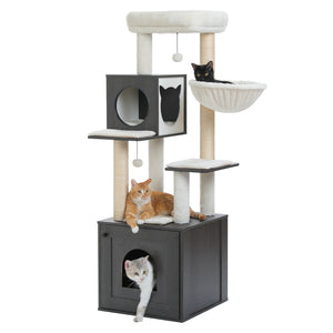 Pawz Road Deluxe Condos Torre de madeira bege para gatos