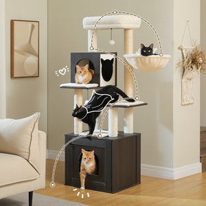 Pawz Road Deluxe Condos Torre de madeira bege para gatos