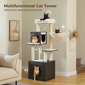 Pawz Road Deluxe Condos Torre de madeira bege para gatos