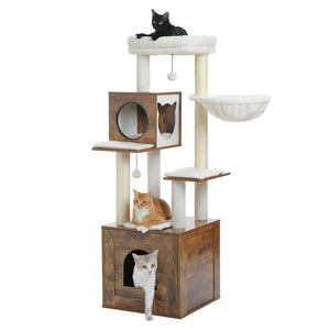 Pawz Road Deluxe Condos Torre de madeira bege para gatos