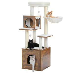 Pawz Road Deluxe Condos Torre de madeira bege para gatos
