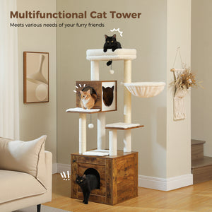 Pawz Road Deluxe Condos Torre de madeira bege para gatos