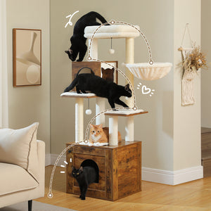 Pawz Road Deluxe Condos Torre de madeira bege para gatos
