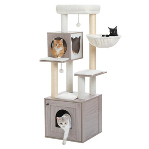 Pawz Road Deluxe Condos Torre de madeira bege para gatos