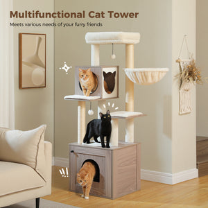 Pawz Road Deluxe Condos Torre de madeira bege para gatos