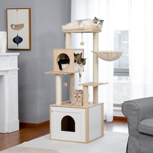 Pawz Road Deluxe Condos Torre de madeira bege para gatos