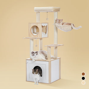 Pawz Road Deluxe Condos Torre de madeira bege para gatos