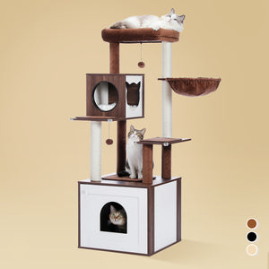 Pawz Road Deluxe Condos Torre de madeira marrom para gatos