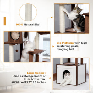 Pawz Road Deluxe Condos Wooden Brown Cat Tower