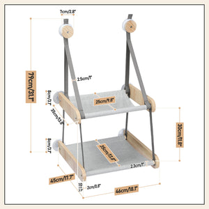 PAWZ Road Double Level Wooden Cat Window Hammock - AMT0149BG