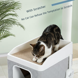 PAWZ Road Multifunctional Cat Litter Box Enclosed Scratcher Board - ARQ0068GY