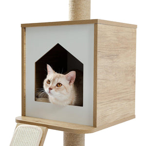 【Pre-order】PAWZ Road 2-in-1 Up-to-ceiling Cat Tree Wooden Stable Furniture (USA/CA) AMT0104BG - AMT0104BG